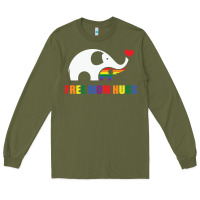 Army Green free mom hugs pride elephant rainbow Long Sleeve Tee - linhVisuals