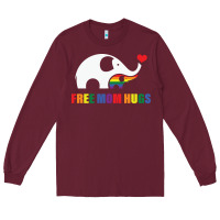 Burgundy free mom hugs pride elephant rainbow Long Sleeve Tee - linhVisuals