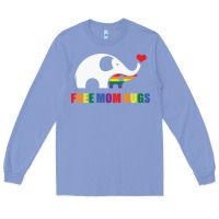 Colony Blue free mom hugs pride elephant rainbow Long Sleeve Tee - linhVisuals