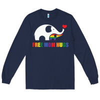 Navy free mom hugs pride elephant rainbow Long Sleeve Tee - linhVisuals