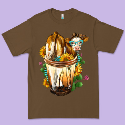 Simmental Cow Bobba Cup Premium Tee Designed By Fadigitalartstudio