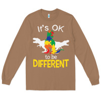 Toasted Coconut it’s ok to be different autism dinosaur Long Sleeve Tee - linhVisuals