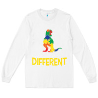 White it’s ok to be different autism dinosaur Long Sleeve Tee - linhVisuals