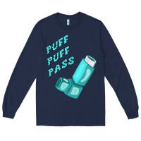 Navy puff puff pass inhaler Long Sleeve Tee - linhVisuals