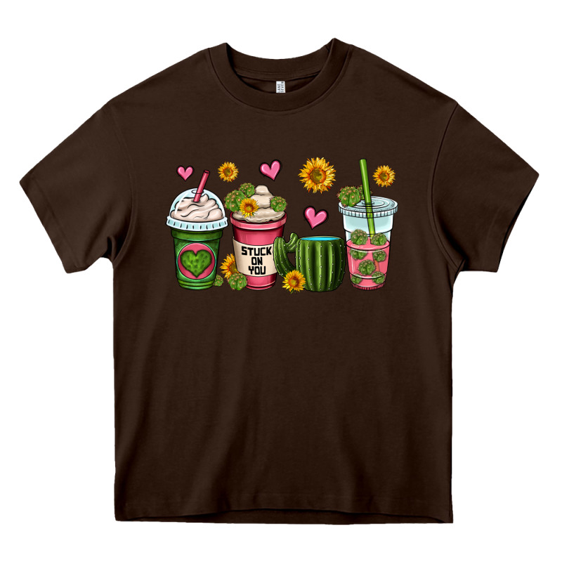 Stuck On You Cactus Coffee Cups Heavy Core Tee by OliviaCreatesArt | Teevron