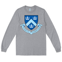 Heather Grey columbia university shield Long Sleeve Tee - linhVisuals