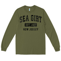 Army Green womens sea girt new jersey nj vintage sports design black design v nec Long Sleeve Tee - linhVisuals