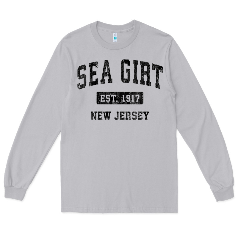 Womens Sea Girt New Jersey Nj Vintage Sports Design Black Design V Nec Long Sleeve Tee by linhVisuals | Teevron