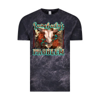 Cloud Black Somebody's Problem Bull Skull Vintage Tee - FaDigitalArtStudio