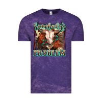 Cloud Purple Somebody's Problem Bull Skull Vintage Tee - FaDigitalArtStudio