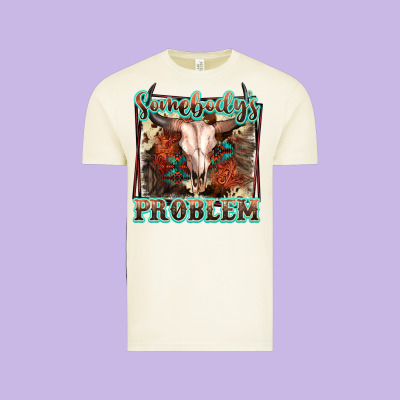 Somebody's Problem Bull Skull Vintage Tee Designed By Fadigitalartstudio