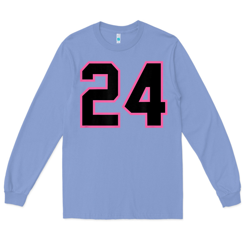Number 24 Sports Jersey Athlete Fan Pink Black Lucky Number T Shirt Long Sleeve Tee by linhVisuals | Teevron