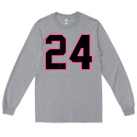 Heather Grey number 24 sports jersey athlete fan pink black lucky number t shirt Long Sleeve Tee - linhVisuals