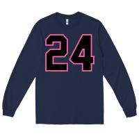 Navy number 24 sports jersey athlete fan pink black lucky number t shirt Long Sleeve Tee - linhVisuals