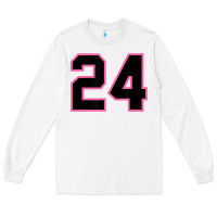 White number 24 sports jersey athlete fan pink black lucky number t shirt Long Sleeve Tee - linhVisuals