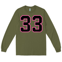Army Green number 33 sports jersey athlete fan pink black lucky number t shirt Long Sleeve Tee - linhVisuals