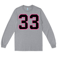 Heather Grey number 33 sports jersey athlete fan pink black lucky number t shirt Long Sleeve Tee - linhVisuals