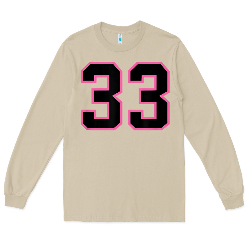 Number 33 Sports Jersey Athlete Fan Pink Black Lucky Number T Shirt Long Sleeve Tee by linhVisuals | Teevron