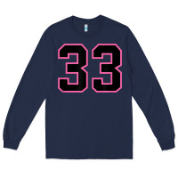 Navy number 33 sports jersey athlete fan pink black lucky number t shirt Long Sleeve Tee - linhVisuals