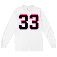 White number 33 sports jersey athlete fan pink black lucky number t shirt Long Sleeve Tee - linhVisuals