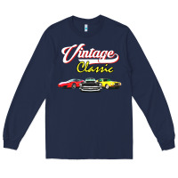Navy vintage classic oldies cars Long Sleeve Tee - linhVisuals