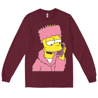 Burgundy newbart simpson camron Long Sleeve Tee - linhVisuals
