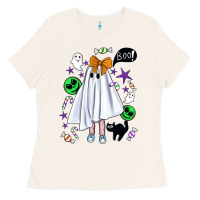 Bone cute ghost halloween Ladies Tee - BundleAndBundleShop