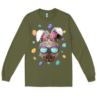 Army Green rhino easter bunny ears funny easter eggs hunting sweatshirt Long Sleeve Tee - linhVisuals