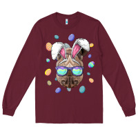 Burgundy rhino easter bunny ears funny easter eggs hunting sweatshirt Long Sleeve Tee - linhVisuals