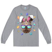 Heather Grey rhino easter bunny ears funny easter eggs hunting sweatshirt Long Sleeve Tee - linhVisuals