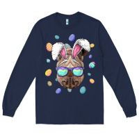 Navy rhino easter bunny ears funny easter eggs hunting sweatshirt Long Sleeve Tee - linhVisuals
