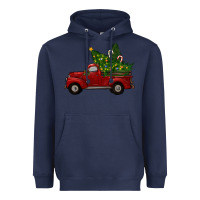 Navy Christmas Trees With Truck Heavyweight Hoodie - RanaPortraitStore