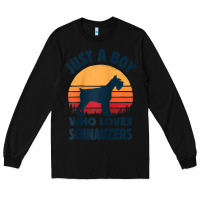 Black schnauzer just a boy who loves dogs men retro vintage sunset raglan ba Long Sleeve Tee - linhVisuals