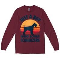 Burgundy schnauzer just a boy who loves dogs men retro vintage sunset raglan ba Long Sleeve Tee - linhVisuals