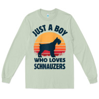 Schnauzer Just A Boy Who Loves Dogs Men Retro Vintage Sunset Raglan Ba Long Sleeve Tee | Teevron