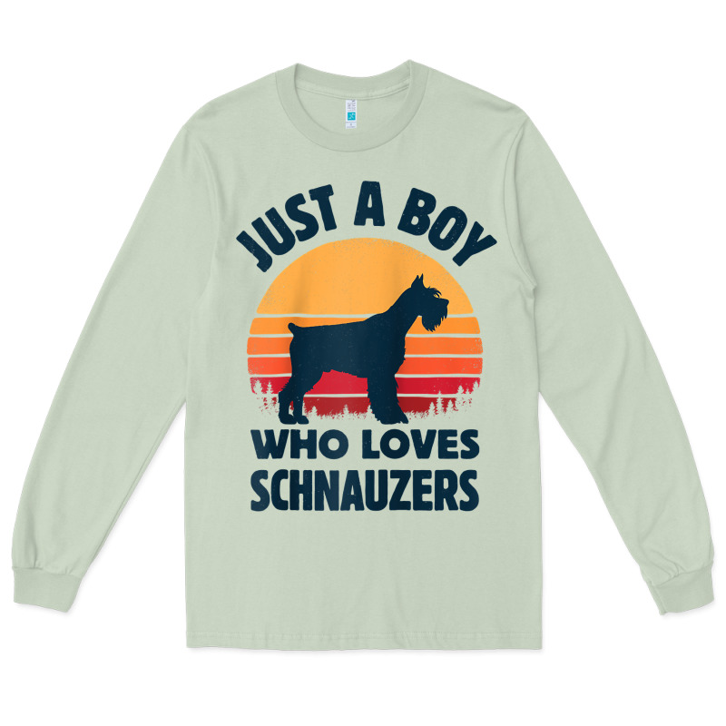 Schnauzer Just A Boy Who Loves Dogs Men Retro Vintage Sunset Raglan Ba Long Sleeve Tee by linhVisuals | Teevron