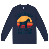 Navy schnauzer just a boy who loves dogs men retro vintage sunset raglan ba Long Sleeve Tee - linhVisuals