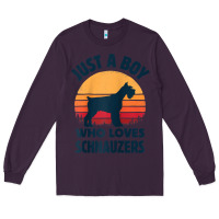 Plum schnauzer just a boy who loves dogs men retro vintage sunset raglan ba Long Sleeve Tee - linhVisuals
