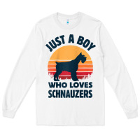 White schnauzer just a boy who loves dogs men retro vintage sunset raglan ba Long Sleeve Tee - linhVisuals