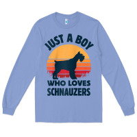 Colony Blue schnauzer just a boy who loves dogs men retro vintage sunset raglan ba Long Sleeve Tee - linhVisuals