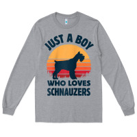 Heather Grey schnauzer just a boy who loves dogs men retro vintage sunset raglan ba Long Sleeve Tee - linhVisuals