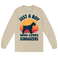 Mushroom schnauzer just a boy who loves dogs men retro vintage sunset raglan ba Long Sleeve Tee - linhVisuals