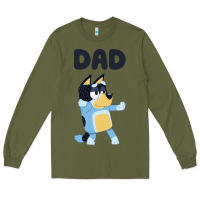 Army Green Bluey Dad Long Sleeve Tee - linhVisuals