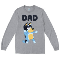 Heather Grey Bluey Dad Long Sleeve Tee - linhVisuals
