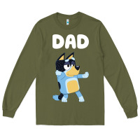 Army Green Bluey Dad Long Sleeve Tee - linhVisuals