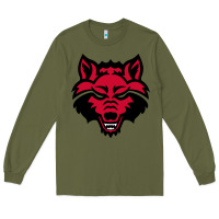 Army Green DEVIL - RED WOLVES FOOTBALL SOCCER STATE MEN Long Sleeve Tee - linhVisuals