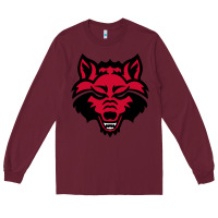 Burgundy DEVIL - RED WOLVES FOOTBALL SOCCER STATE MEN Long Sleeve Tee - linhVisuals