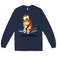 Navy newcalvin and hobbes [tyellow] Long Sleeve Tee - linhVisuals
