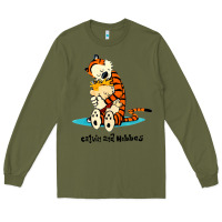 Army Green newcalvin and hobbes [tyellow] Long Sleeve Tee - linhVisuals