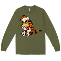 Army Green newcalvin and hobbes 04 Long Sleeve Tee - linhVisuals